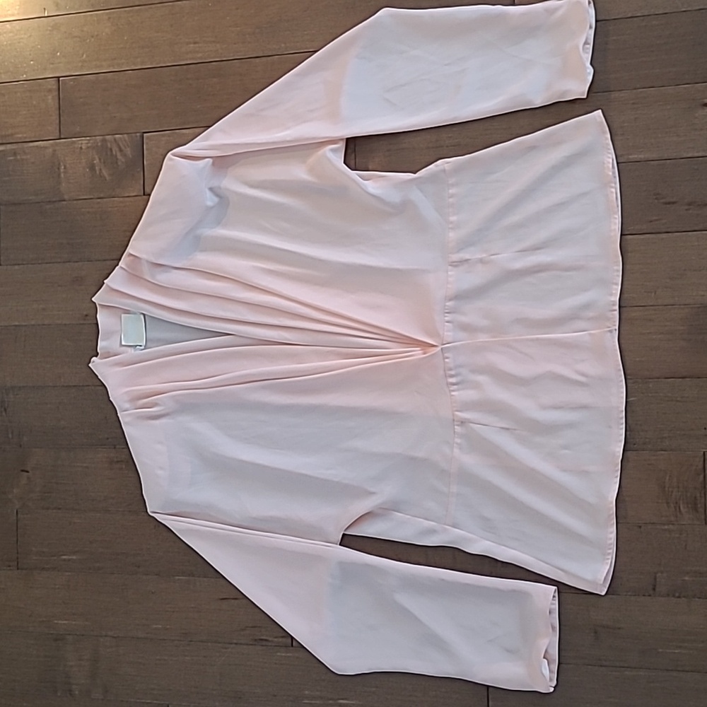 Vintage Elegant Peach Wrap  Blouse Size 14
